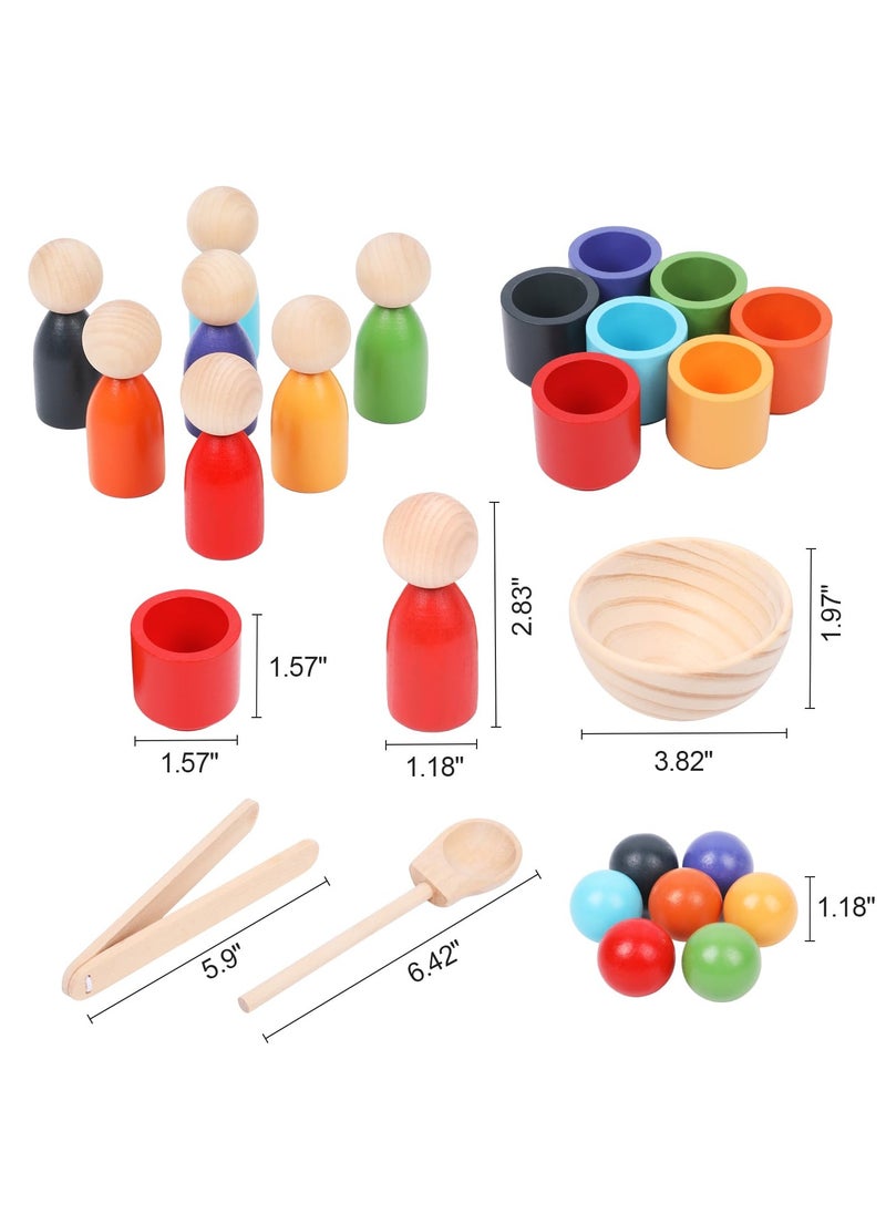 Mr. Penda - Montessori Wooden Balls in Cups, Toddler Color Sorting Toys and Matching Game, Preschool Learning Activities Educational Fine Motor Skill Toy for Kids - Image 1