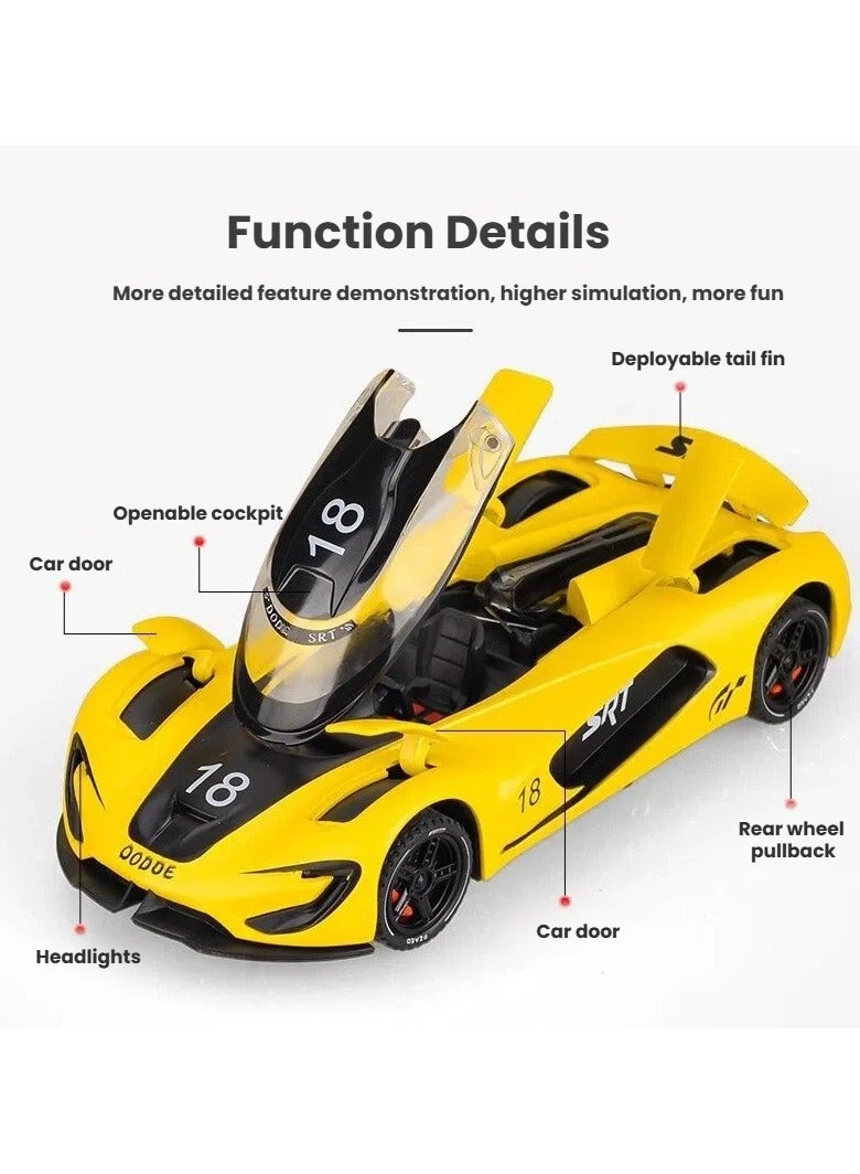 سيارة هوينا HN32881 SRT Tomahawk Track Edition دايكاست 1:32 عجلات خلفية بسحب مؤثرات صوتية وضوئية أضواء مضيئة جزئياً لعبة سباق قابلة للتحصيل - Image 3