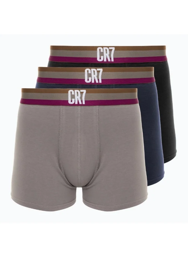سي ار7 CR7 Men’s Basic Trunks – 3 Pack | Multicolor Premium Cotton Stretch Underwear