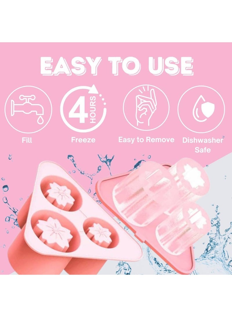 SOLARAE صينية مكعبات الثلج لأكواب ستانلي، عبوة 3 قطع من قالب الثلج السيليكوني على شكل زهرة مع غطاء لأكواب ستانلي سعة 20 أونصة و30 أونصة و40 أونصة، سهل الإخراج، خالي من BPA، قالب ثلج يذوب ببطء للوي whiskey، الكوكتيل، القهوة، المشروبات، وردي - Image 3