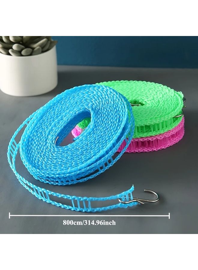 Blue Windproof Thickened Indoor Outdoor Clothes Drying Rope Anti Slip Laundry Hanging Line 315in - Image 1