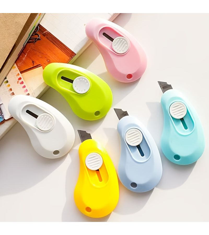 2 Sets of Portable Mini Utility Knives with Retractable Design Random Color Small Paper Cutting Office Carrying Parcel Opener - Image 4