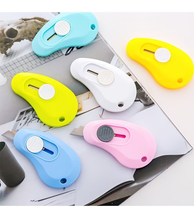 2 Sets of Portable Mini Utility Knives with Retractable Design Random Color Small Paper Cutting Office Carrying Parcel Opener - Image 2