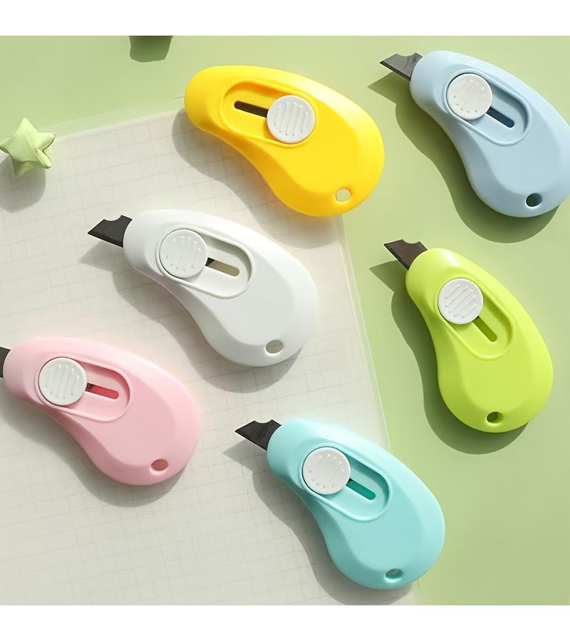 2 Sets of Portable Mini Utility Knives with Retractable Design Random Color Small Paper Cutting Office Carrying Parcel Opener - Image 1