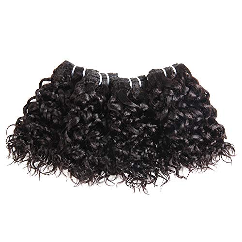 YAMI 8a Brazilian Water Wave Bundles, Short Wet and Wavy Human Hair Bundles for Black Women, Brazilian Curly Weave 4 Pcs 100% Unprocessed Ocean Wave Hair Extensions (8 8 8 8, 200g) - Image 3
