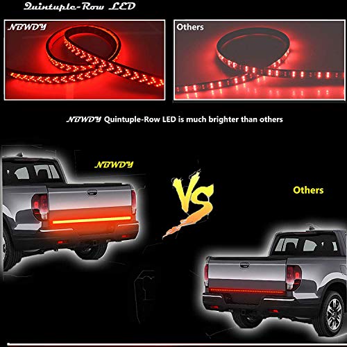 NBWDY 60" LED Tailgate Light-Five Row Red & White LED Truck Tailgate Light Bar- Solid Red Turn Signal, Red Brake Running, White Reverse Tail Light Strip for Truck Pickup Trailer SUV RV Van Car - Image 3