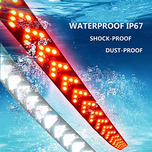 NBWDY 60" LED Tailgate Light-Five Row Red & White LED Truck Tailgate Light Bar- Solid Red Turn Signal, Red Brake Running, White Reverse Tail Light Strip for Truck Pickup Trailer SUV RV Van Car - Image 5