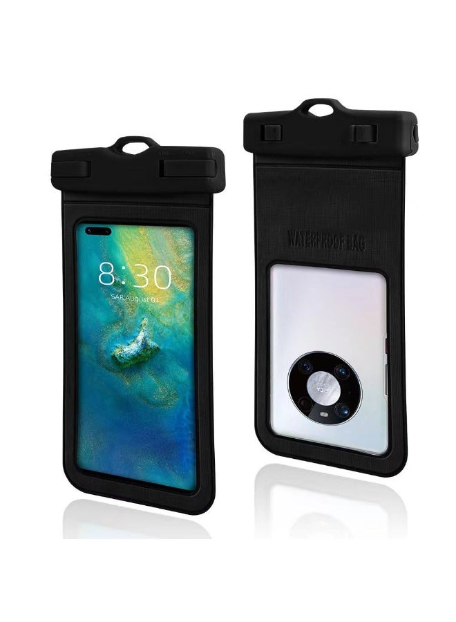 JZS Clear Waterproof Dry Bag, Water Tight Cases Pouch Dry Bags for Camera Mobile Phone Maps, Kayaking Boating Document Holder,for Max 7.2 Inch Phone,Black - Image 1