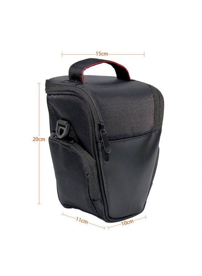 FOSOTO DSLR Camera Case Nylon Holster Bag Compatible for Nikon D3300 D3400 D3500 D5300 D5600 B700,Canon EOS Rebel XT XTi T6 T5i T3i SL2 1300D,Pentax,Sony Olympus and More - Black - Image 2