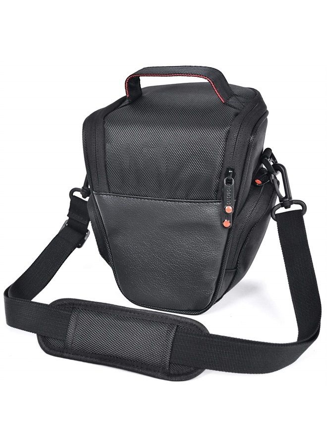 FOSOTO DSLR Camera Case Nylon Holster Bag Compatible for Nikon D3300 D3400 D3500 D5300 D5600 B700,Canon EOS Rebel XT XTi T6 T5i T3i SL2 1300D,Pentax,Sony Olympus and More - Black - Image 1