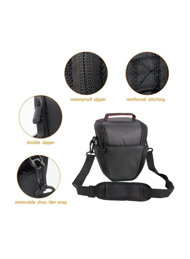 FOSOTO DSLR Camera Case Nylon Holster Bag Compatible for Nikon D3300 D3400 D3500 D5300 D5600 B700,Canon EOS Rebel XT XTi T6 T5i T3i SL2 1300D,Pentax,Sony Olympus and More - Black - Image 3