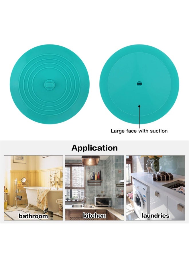 tifanso 2 Pack Silicone Tub Stopper Recyclable Bathtub Drain Stopper Upgraded Drain Plug Cover For Bathrooms And Laundries Kitchen Universal Use 6 Inches White Teal  - Image 2