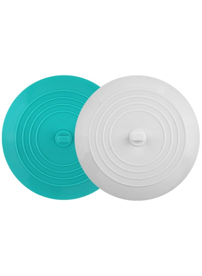 tifanso 2 Pack Silicone Tub Stopper Recyclable Bathtub Drain Stopper Upgraded Drain Plug Cover For Bathrooms And Laundries Kitchen Universal Use 6 Inches White Teal  - Image 1