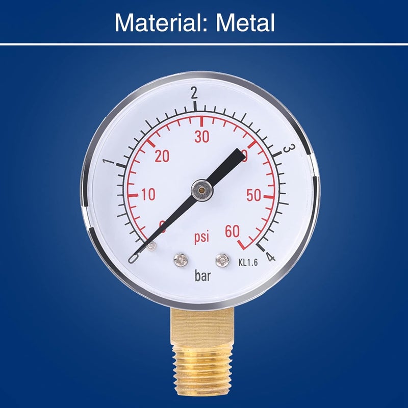 LiebeWH 2PCS Mini Pressure Gauge 0-4bar 0-60psi NPT Double Scal 3/4' Female Mount Pressure Meter for Fuel Air Oil Water - Image 5