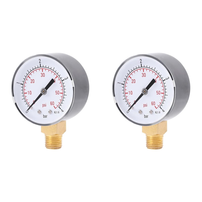 LiebeWH 2PCS Mini Pressure Gauge 0-4bar 0-60psi NPT Double Scal 3/4' Female Mount Pressure Meter for Fuel Air Oil Water - Image 1