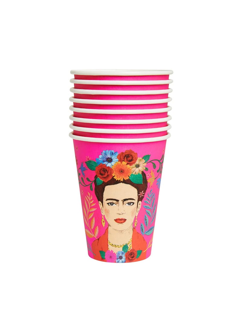 Talking Tables Talking Tables Disposable Pink Paper Party Cups Boho Frida Kahlo Themed Table Decorations  Home Recyclable  Eco-friendly  For Summer  Birthday  BBQ  Celebration  Fiesta (340ml/12oz) Pack of 8 
