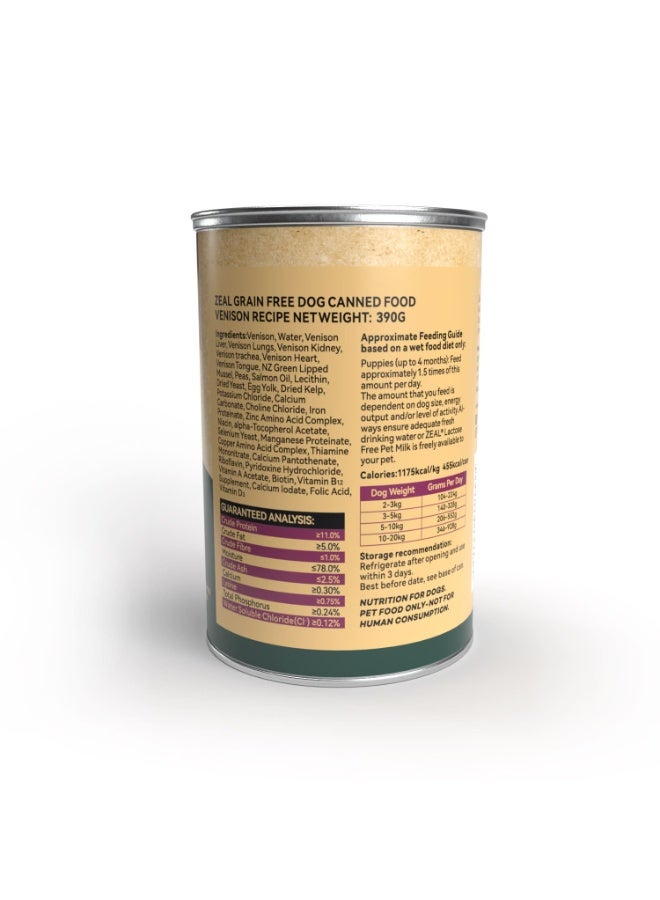 Zeal Grain Free Canned Dog Food 390g – (Venison Recipe) - Image 2