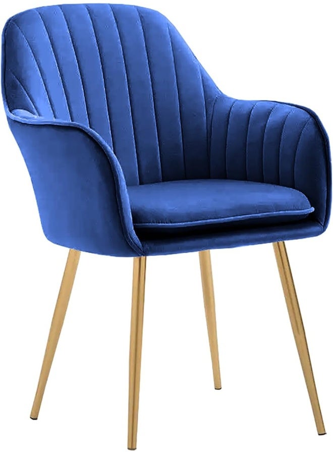Generic Poppins HOME Modern Nordic Design Cozy Light Luxury Simple And Durable Velvet Dining Chairs in Gold Leg (Blue) - Image 1