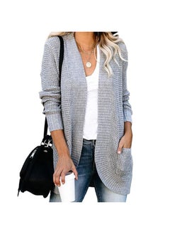 Generic Autumn And Winter New Cardigan Women's European And American Curved Placket Large Pocket Sweater Cardigan 