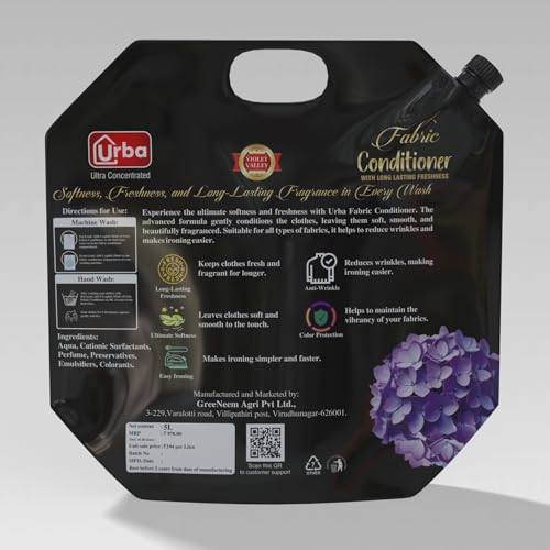Urba Violet Valley Rich perfume Fabric Conditioner 5 litre | Super Saving pack | Fabric Softener| After Wash Liquid Fabric Softener | Softness, Shine & Long Lasting Freshness Money Saver Pack - Image 2