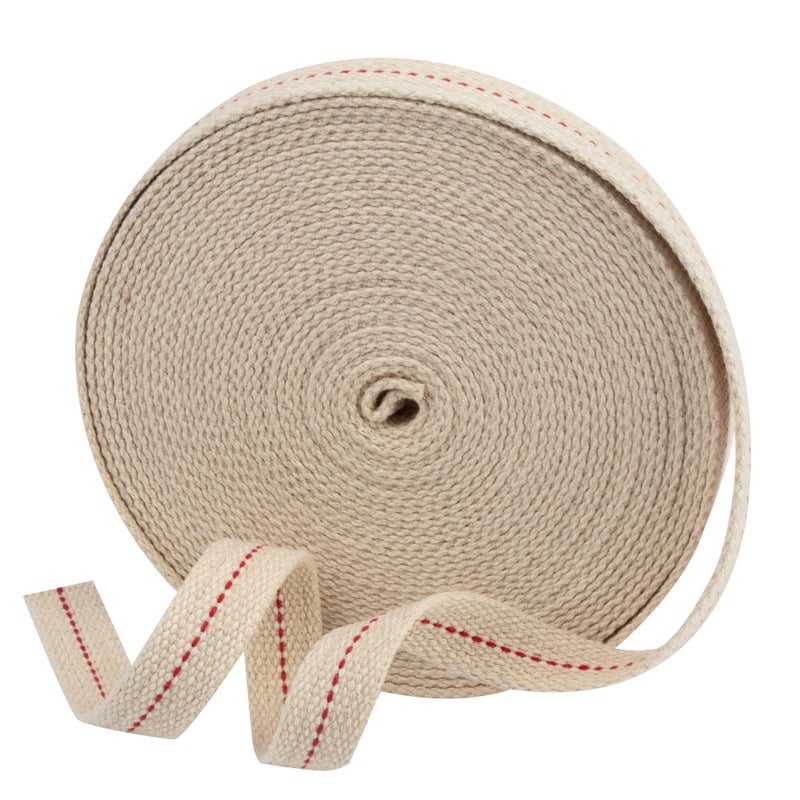SWATOM SWATOM Oil Lamp Wicks 33 Feet Roll 34 inch Oil Wick for Lamps Cotton Lantern Kerosene Wick Replacement with Genuine Red Stitch 