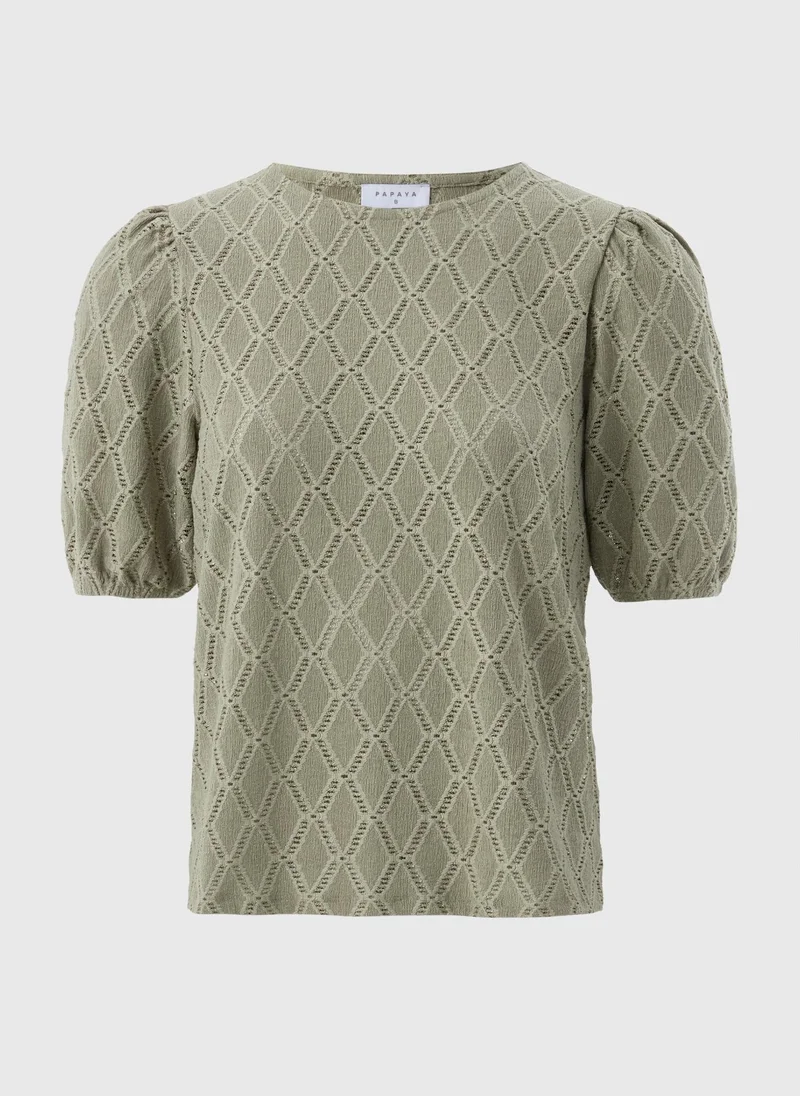 Matalan Sage Textured Puff Sleeve Top