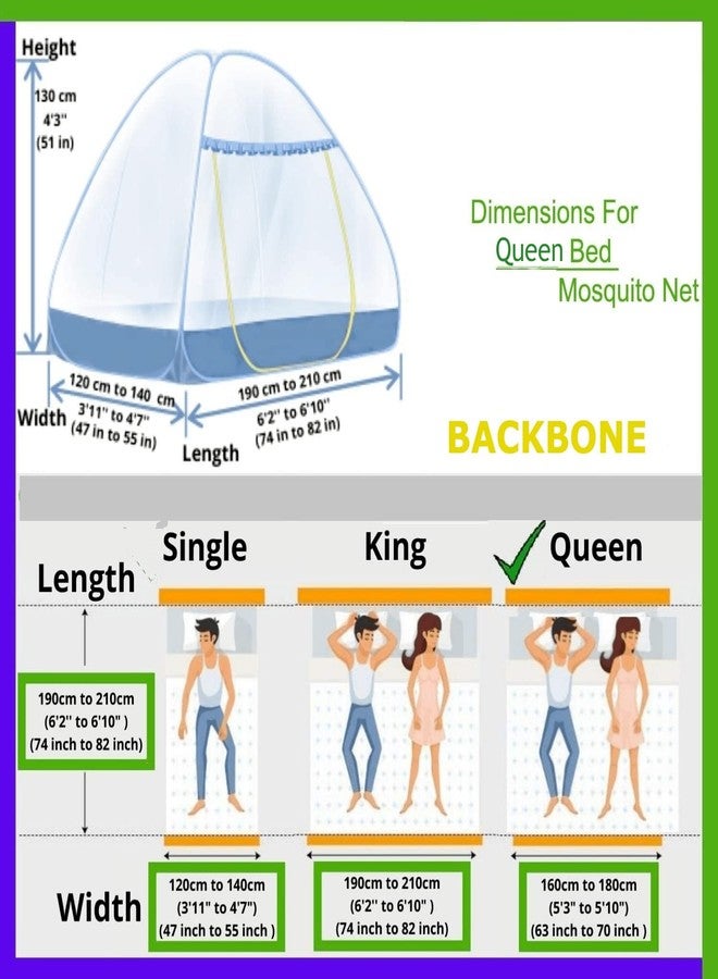 Backbone Mosquito Net, Polyester, Foldable for Double Bed, Strong 30GSM net, High Durability, Corrosion Resistant, Lightweight Free Saviours - Queen Size, All New White - Image 2