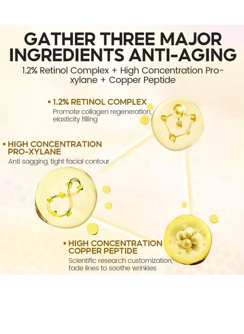 Vibrant Glamour - 15Pcs Retinol + Pro-Xylane Ampoule Serum Anti aging Anti Wrinkle Firming Hydrating Moisturizing Soothing Repairing Fade Fine Lines Dark Spots Deep Care Retinol Essence - Image 1