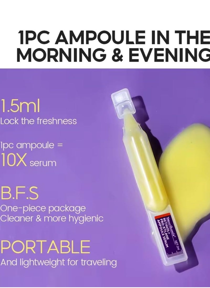 Vibrant Glamour - 15Pcs Retinol + Pro-Xylane Ampoule Serum Anti aging Anti Wrinkle Firming Hydrating Moisturizing Soothing Repairing Fade Fine Lines Dark Spots Deep Care Retinol Essence - Image 1