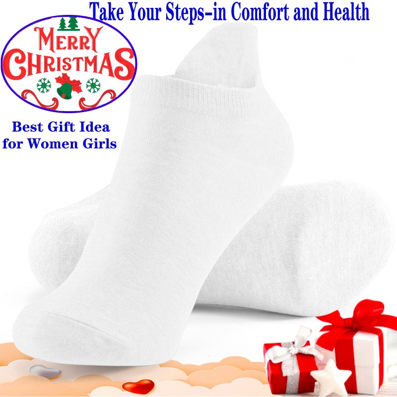 IBEILLI Women Cute Socks 10 Pairs Cotton Kawaii Embroidered Funny Low Cut Ankle Socks for Women Girls with Gift Box (10 White Smile Face) - Image 4