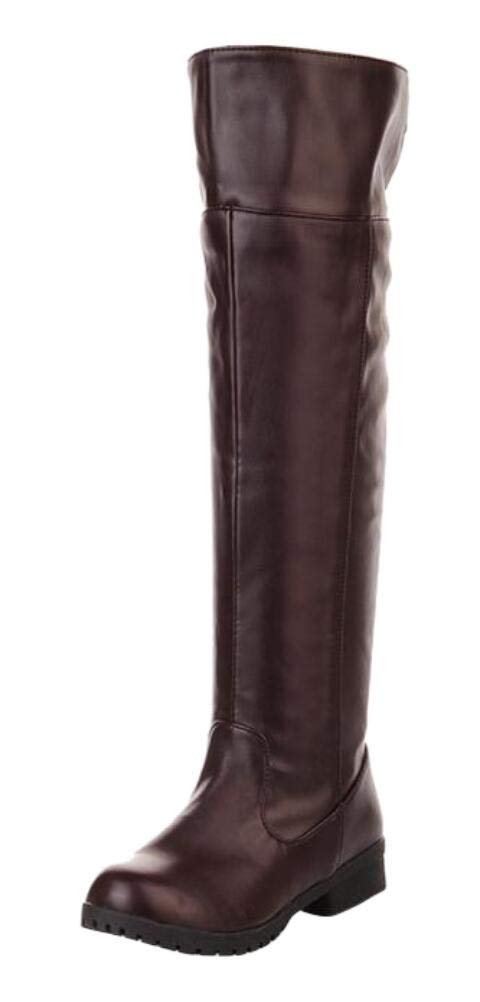 ACE SHOCK Men's Cosplay Boots Knee High Equestrian Riding Tall Boots Costume Shoes (9, brown) - Image 1