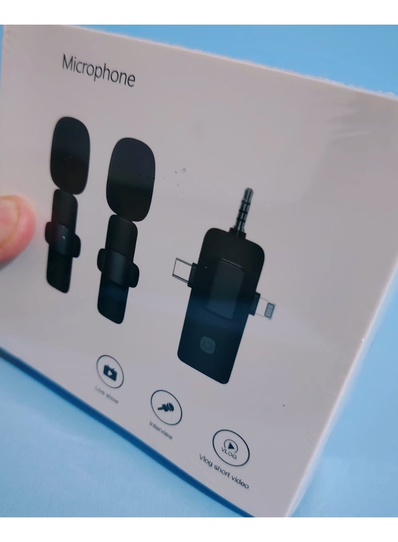 Dual Wireless Microphone with 3-in-1 Receiver (Lightning + USB-C + 3.5mm) for Audio Recording - Suitable for Live Streaming, Interviews, and Video Shooting  - Image 2