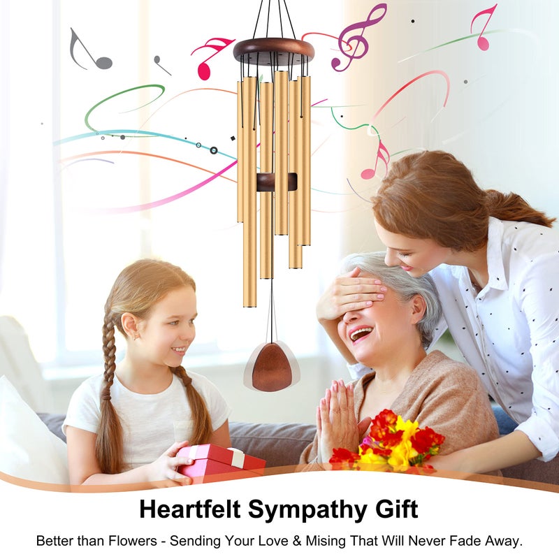 Bursvik Large Aluminium Wind Chimes 37 Inches to Create a Zen Atmosphere Suitable for Outdoor, Garden, Patio Decoration. Classic Wind Chimes with Wind Catcher Suitable as A Gift for Unisex(Gold) - Image 2