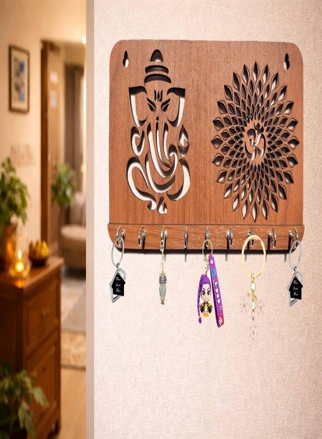 My Dream Carts حامل مفاتيح غانيشا أوم شاكرا من ماي دريم كارتس لتزيين المنزل | علاقة مفاتيح أنيقة تُثبت على الحائط | حامل سلسلة مفاتيح مصنوع يدويًا | علاقات مفاتيح خشبية لتزيين المكتب | منظم مفاتيح خشبي - Image 5