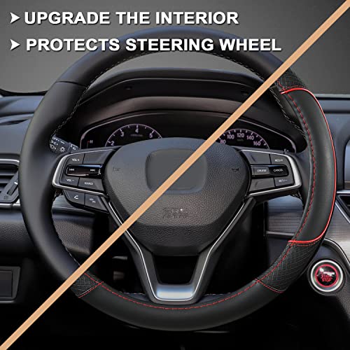 GIANT PANDA Steering Wheel Cover for Honda Civic(2006-2015),CR-Z, Insight, S2000 (Black+Red Line-Small Size) - Image 5