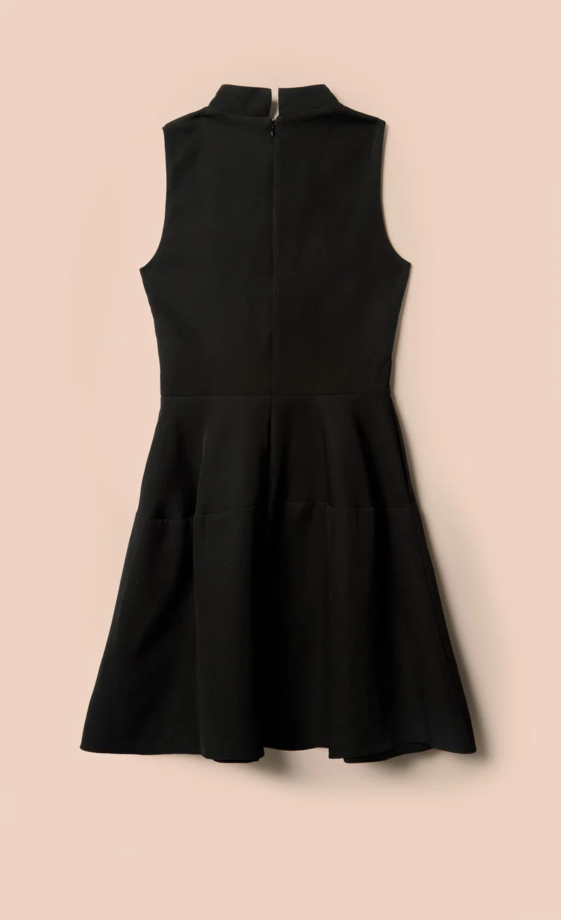 Little Mistress Black Twist Neck Mini Dress