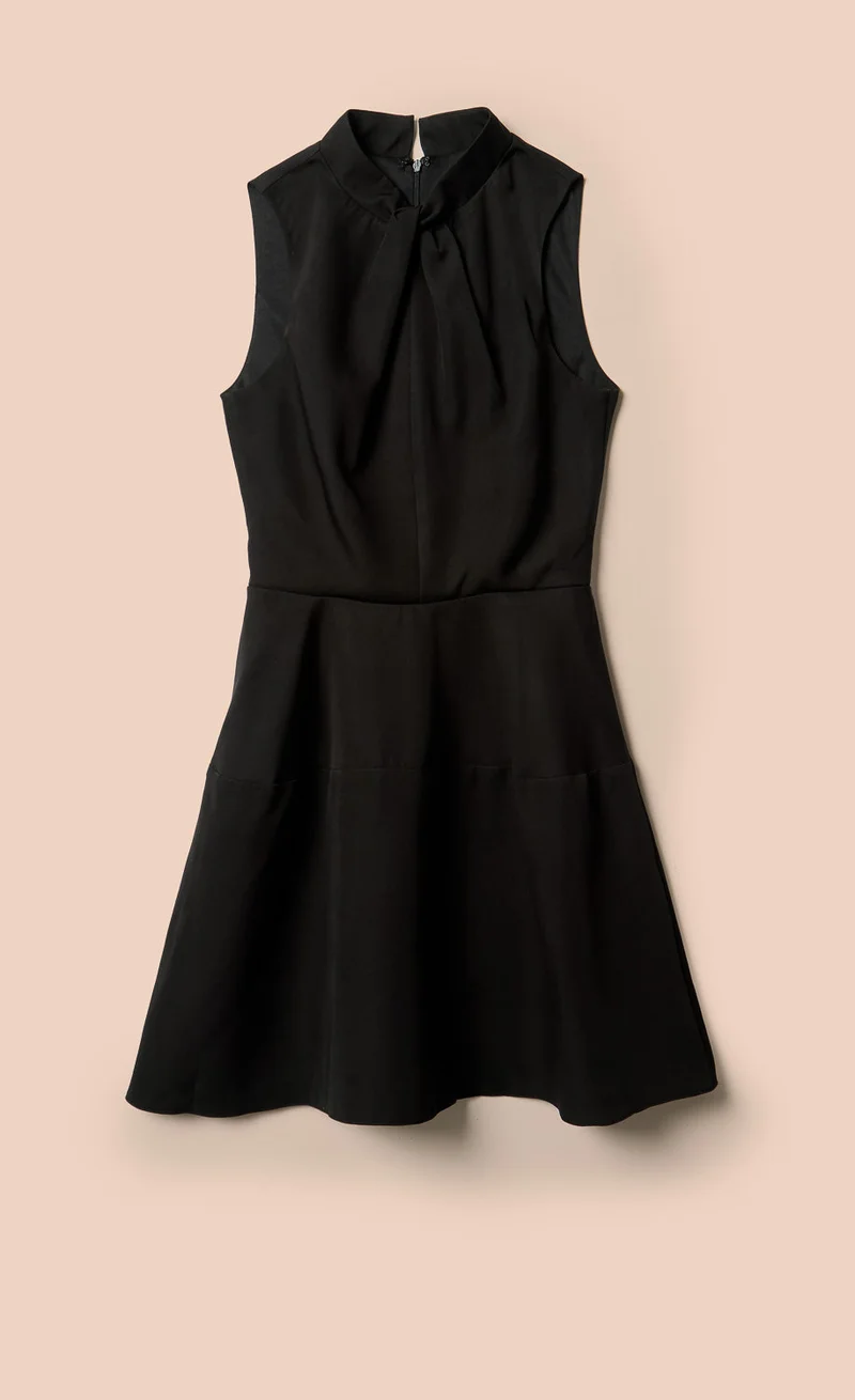 Little Mistress Black Twist Neck Mini Dress