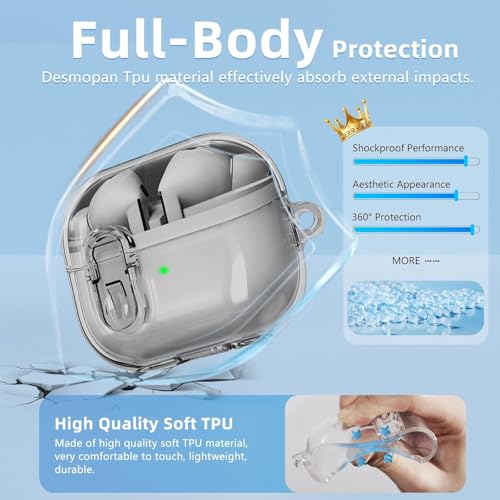 Meyaar Case Cover Compatible with Samsung Galaxy Buds 3 Pro/Buds 3 [Secure Lock] Cover Case for Galaxy 3 & 3 Pro (2024) TPU | (Black Transparent) - Image 3