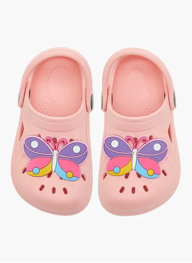 أكوا Girls Butterfly Applique Clogs with Backstrap