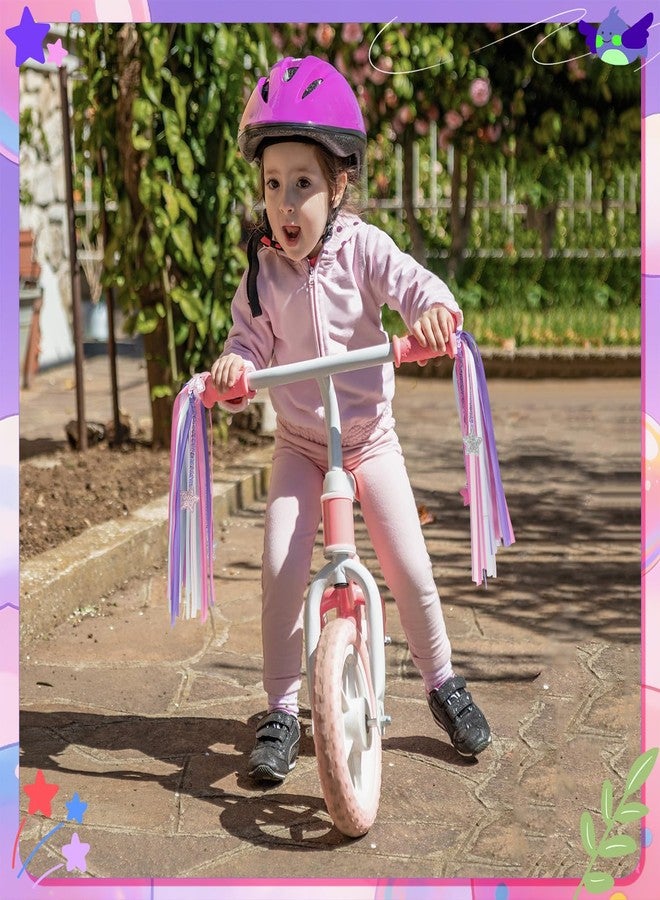 Mlurcu Bike Streamers for Kids 1 Pair, Bike Decorations with Bow & Star, Kids Bike Tassels Handlebar Streamers for Scooter Bicycle Tricycle Handle Bar Grips Accessories for Boys and Girls (Purple Pink) - Image 3