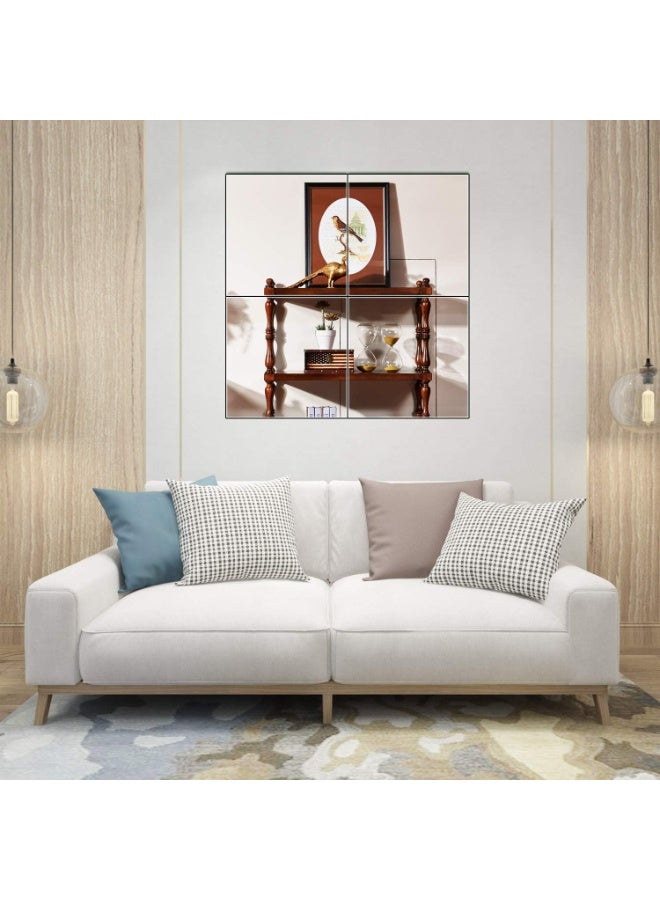 Beauenty 4PCS 30 * 30cm Glass Full Length Wall Mirror Tiles : Frameless Wall Mounted Mirror for Home Office Bedroom Living Room Bathroom Door Gym - Image 2