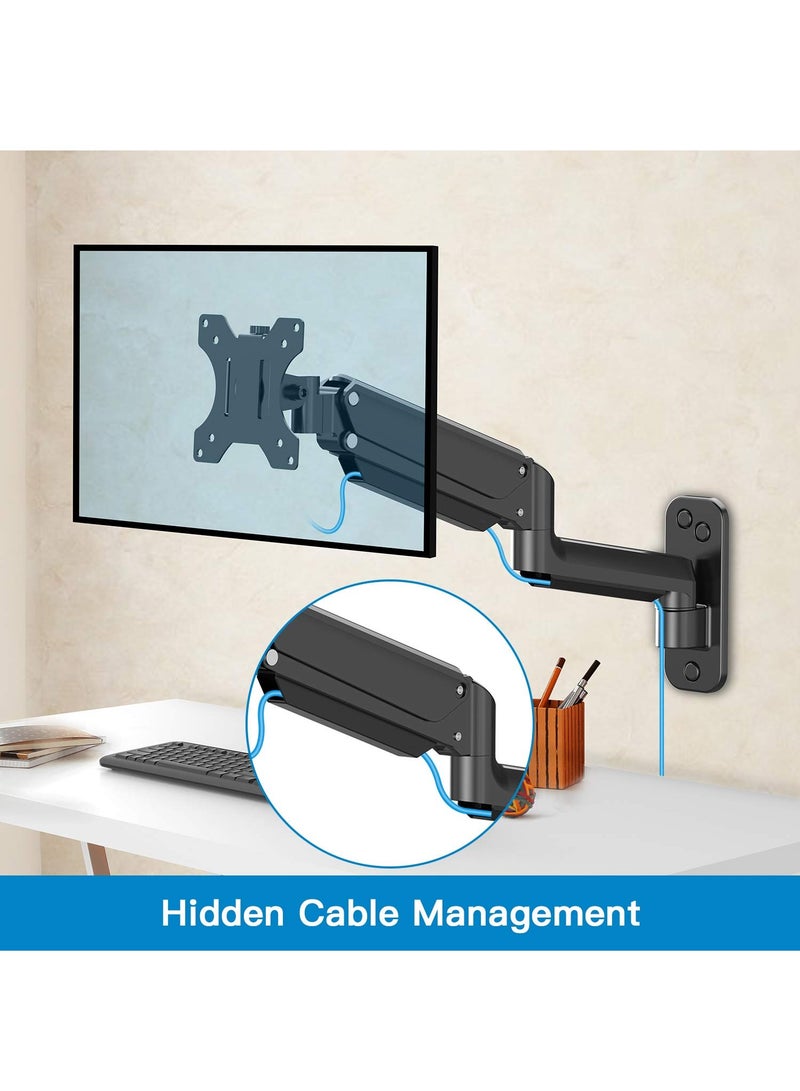 XiuWoo Single Monitor Wall Mount for 13 to 32 Inch Computer Screen, Monitor Wall Mount Arm Holds up to 17.6lbs, Height Adjustable Full Motion Gas Spring core Wall Monitor Mount VESA Mount 75x75,100x100  - Image 4