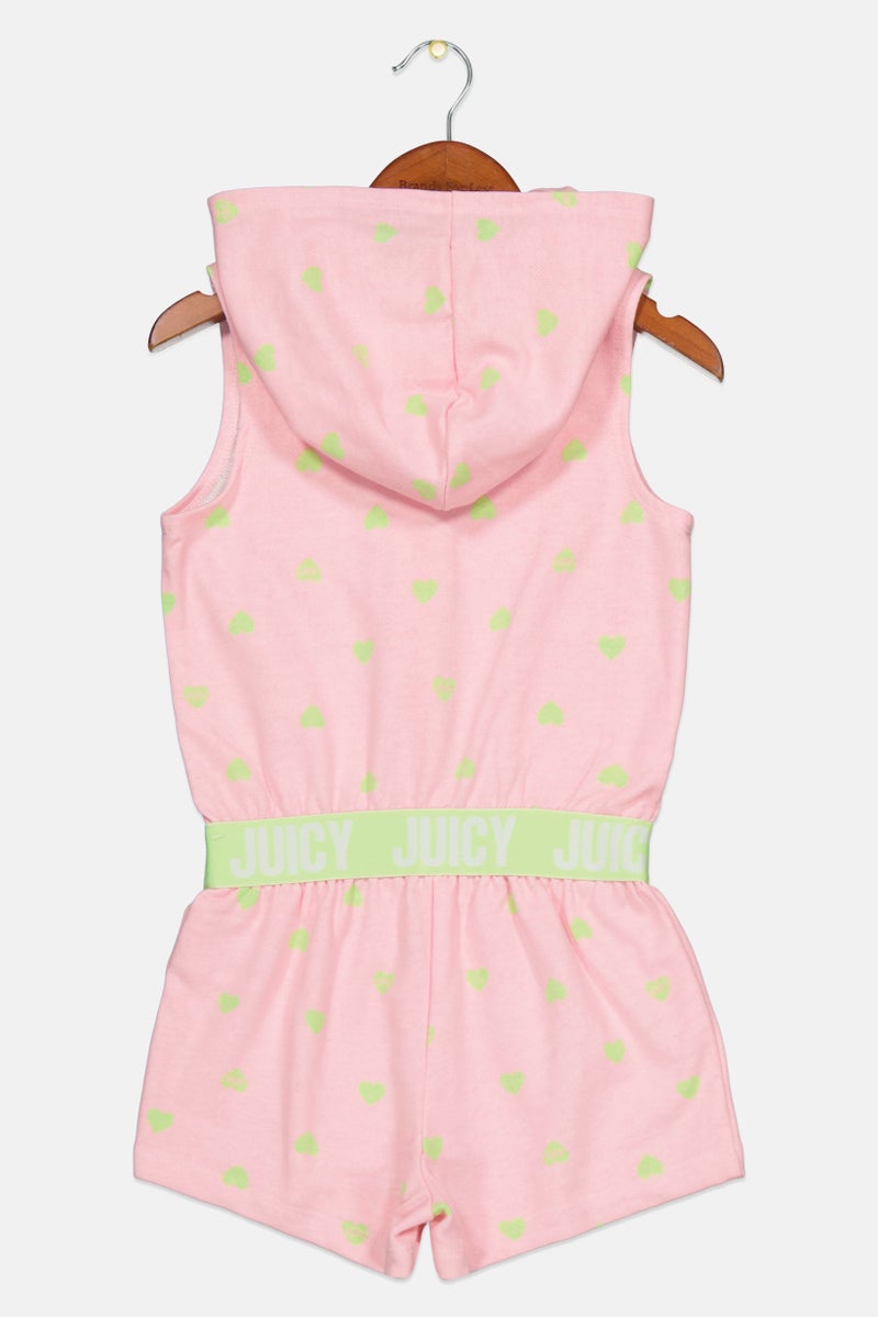 Juicy Couture بدلة رومبر بدون أكمام للفتيات الصغيرات بطبعة، وردي - Image 2