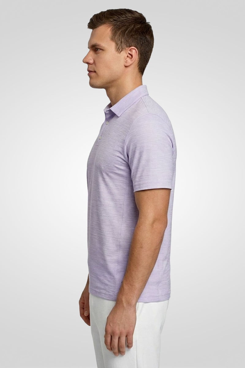 Greg Norman Men Sportswear Fit Short Sleeves Outdoor Polo Shirt, Lavender - Image 3