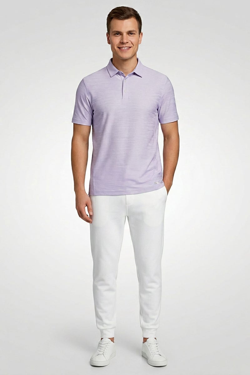 Greg Norman Men Sportswear Fit Short Sleeves Outdoor Polo Shirt, Lavender - Image 2