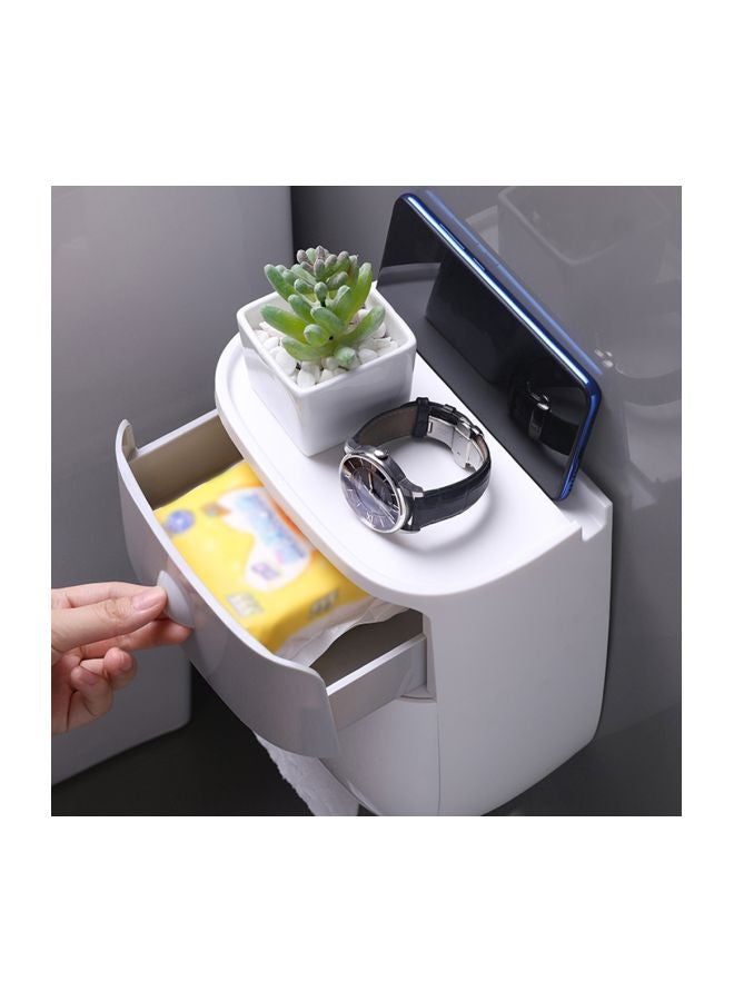 Multifunction Rectangular Tissue Holder,Wall Mount Tissue Paper Cover Case Box, Stylish Remote Control Desk Storage for Dressers Bathroom - Image 3