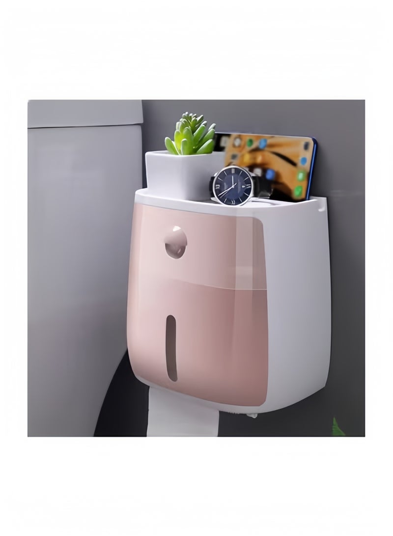 Multifunction Rectangular Tissue Holder,Wall Mount Tissue Paper Cover Case Box, Stylish Remote Control Desk Storage for Dressers Bathroom - Image 4