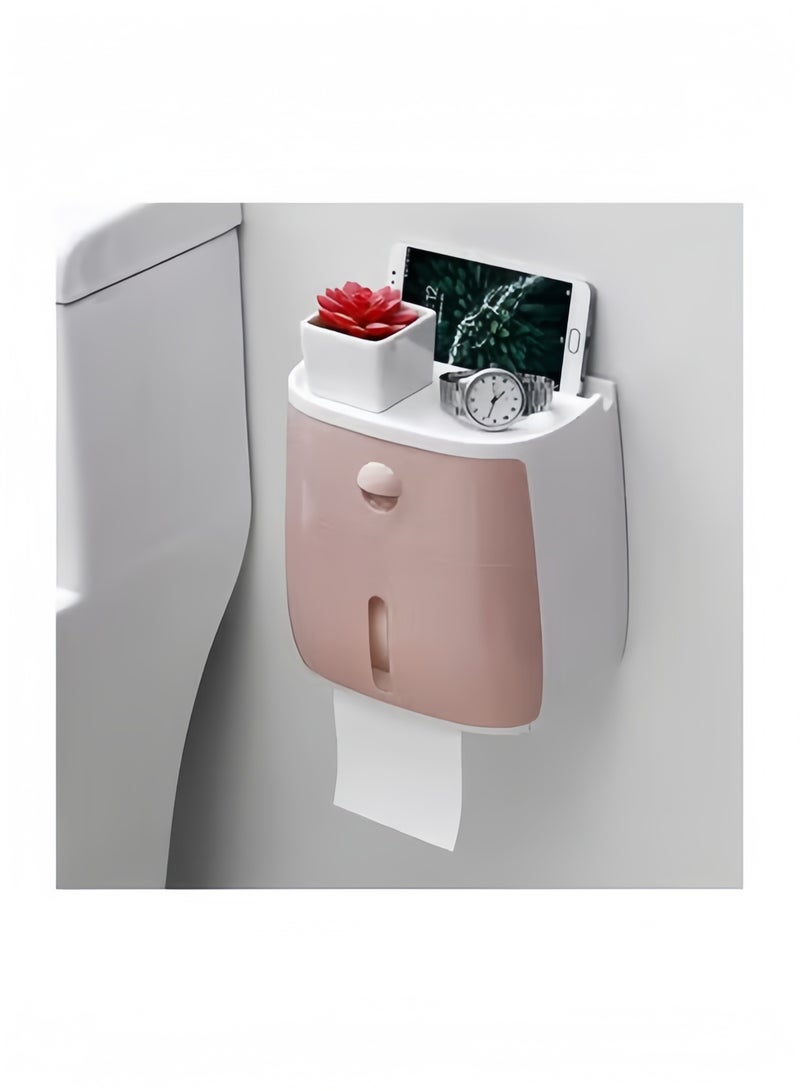 Multifunction Rectangular Tissue Holder,Wall Mount Tissue Paper Cover Case Box, Stylish Remote Control Desk Storage for Dressers Bathroom - Image 2