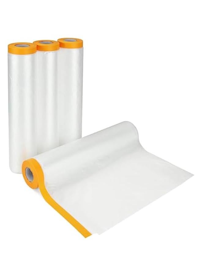 FYLX Plastic Dust Sheet for Decorating 4 Rolls Waterproof Masking Film Rolls Protective Masking Film Transparent PreTaped Masking Film Prevent Dust t for Car Furniture Floor24M x 20M) - Image 1
