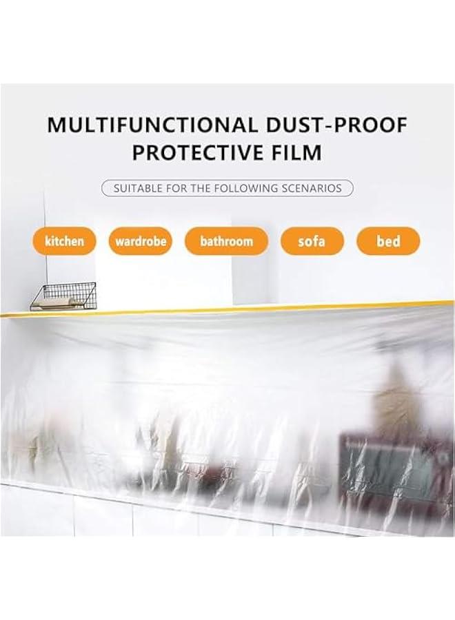 FYLX Plastic Dust Sheet for Decorating 4 Rolls Waterproof Masking Film Rolls Protective Masking Film Transparent PreTaped Masking Film Prevent Dust t for Car Furniture Floor24M x 20M) - Image 3